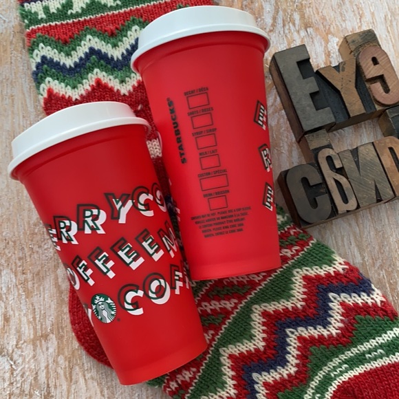 🆕🎄☕️🧜‍♀️STARBUCKS Reusable 16 oz. 2013 Coffee Cups w/ Lids - Picture 7 of 8